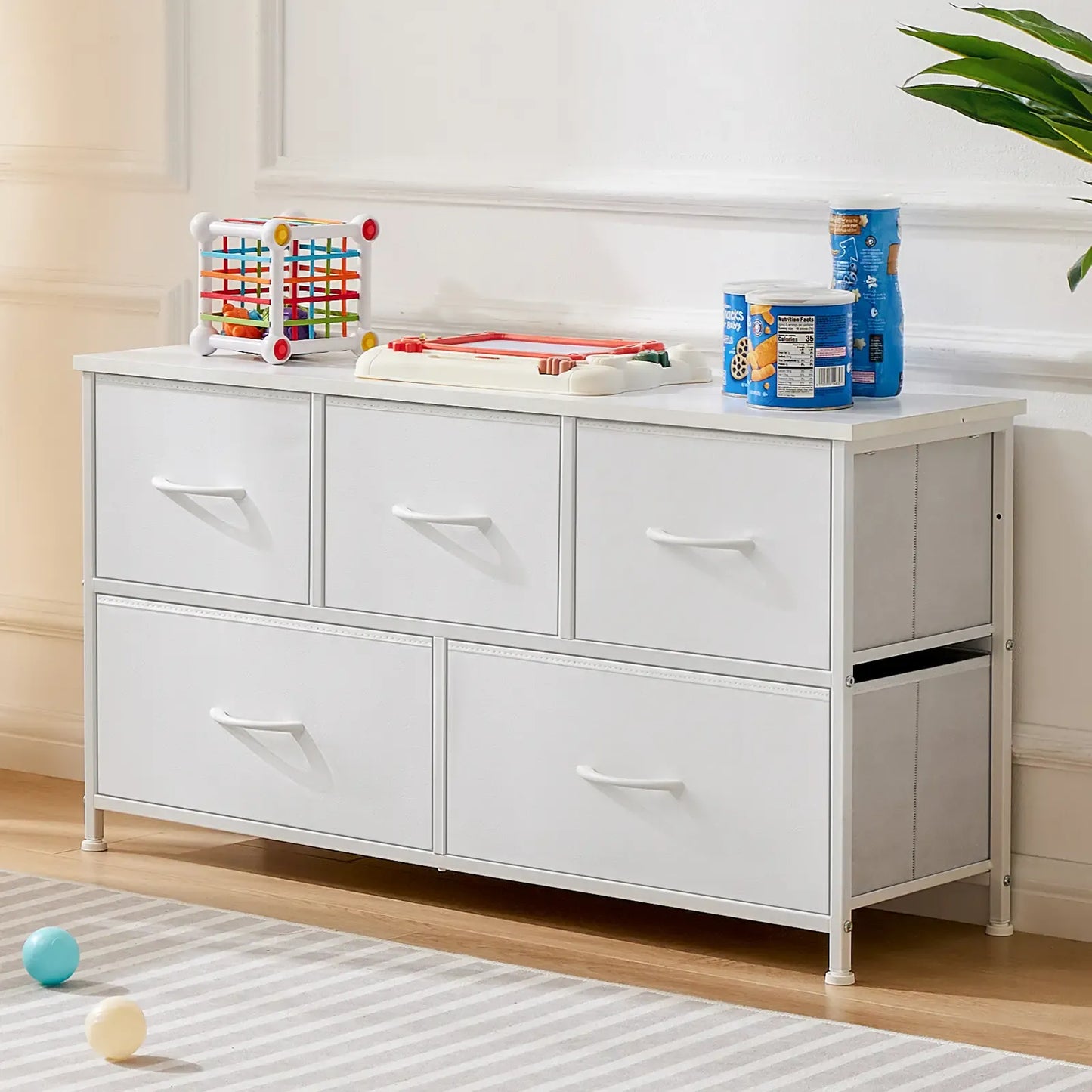 Fabric Storage Tower Dresser - 5-Drawer Indoor Cupboard Cabinet, Closet Organization & Storage Organization Solution for Bedroom