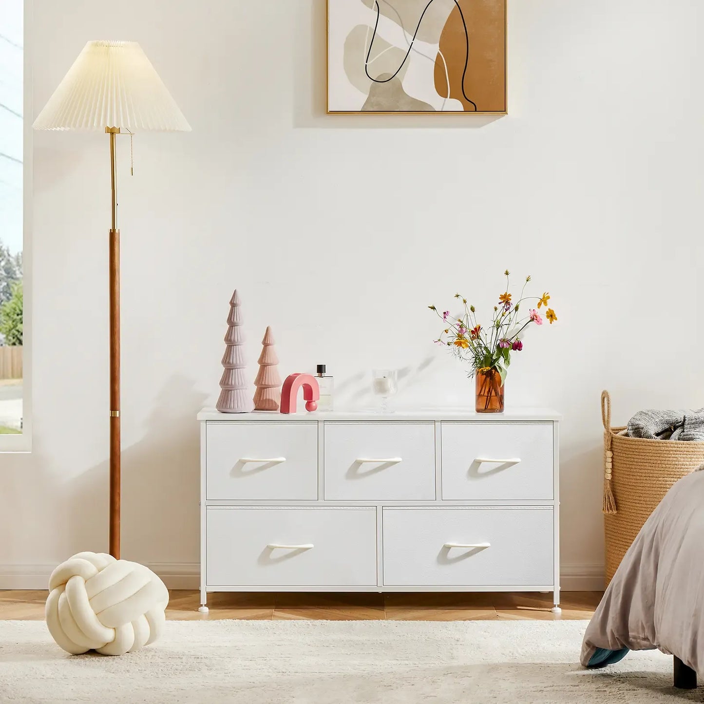 Fabric Storage Tower Dresser - 5-Drawer Indoor Cupboard Cabinet, Closet Organization & Storage Organization Solution for Bedroom