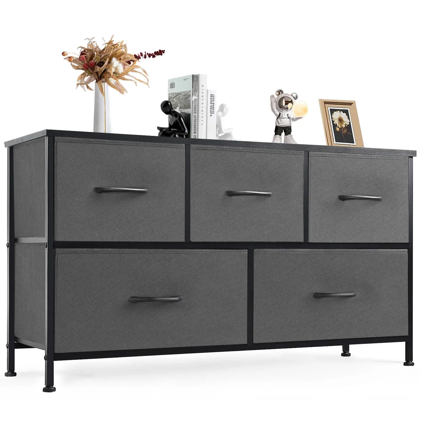 Fabric Storage Tower Dresser - 5-Drawer Indoor Cupboard Cabinet, Closet Organization & Storage Organization Solution for Bedroom