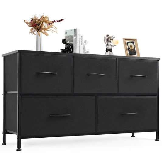 Fabric Storage Tower Dresser - 5-Drawer Indoor Cupboard Cabinet, Closet Organization & Storage Organization Solution for Bedroom