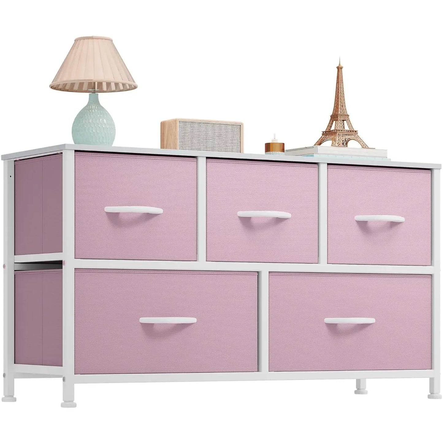 Fabric Storage Tower Dresser - 5-Drawer Indoor Cupboard Cabinet, Closet Organization & Storage Organization Solution for Bedroom