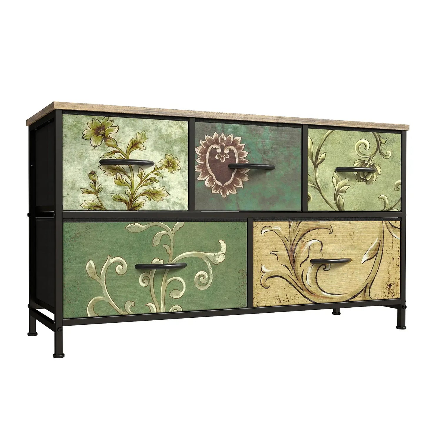Fabric Storage Tower Dresser - 5-Drawer Indoor Cupboard Cabinet, Closet Organization & Storage Organization Solution for Bedroom