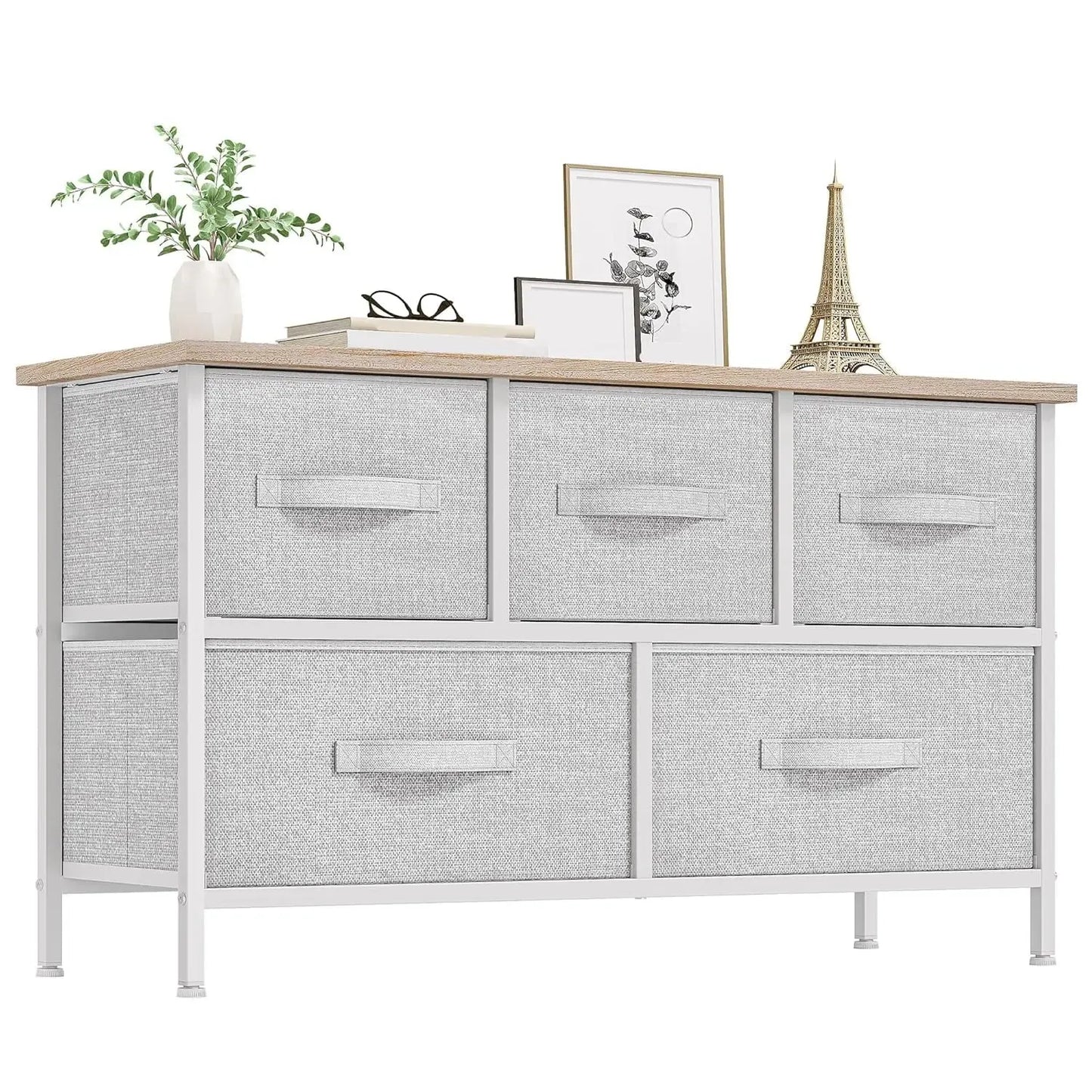 Fabric Storage Tower Dresser - 5-Drawer Indoor Cupboard Cabinet, Closet Organization & Storage Organization Solution for Bedroom